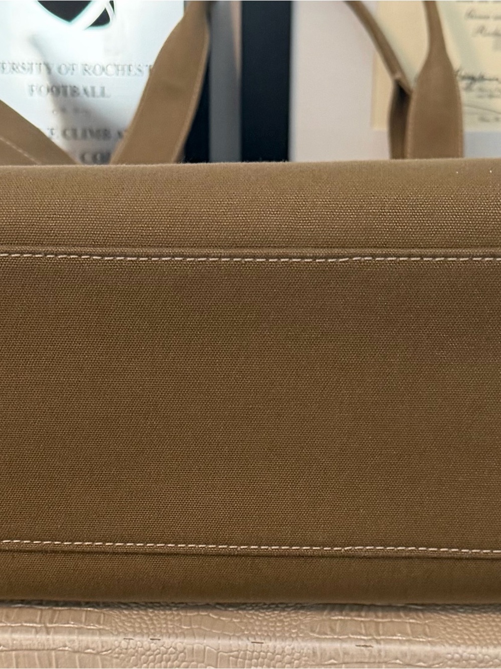 Tory Burch Ella Canvas Tote Dark Sage Green Like Brand New - Picture 7 of 7